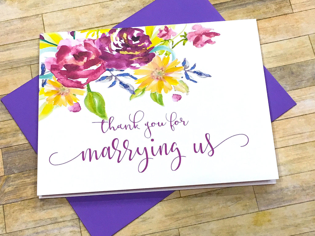 Officiant Thank You for Marrying Us Purple Florals