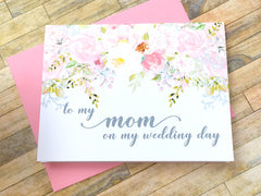 Pink and Grey Card for Mom on My Wedding Day