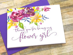 Matron of Honor Thank You Card Purple Floral