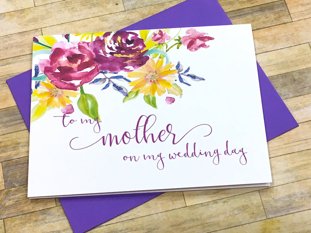 Mother / Father on My Wedding Day Cards Purple