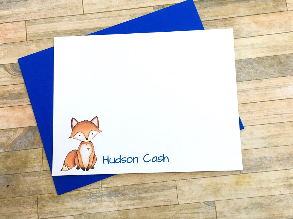 Fox Watercolor Personalized Note Cards
