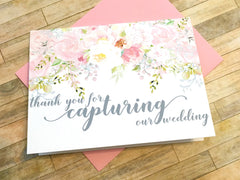 Photographer Thank You Card Pink and Grey