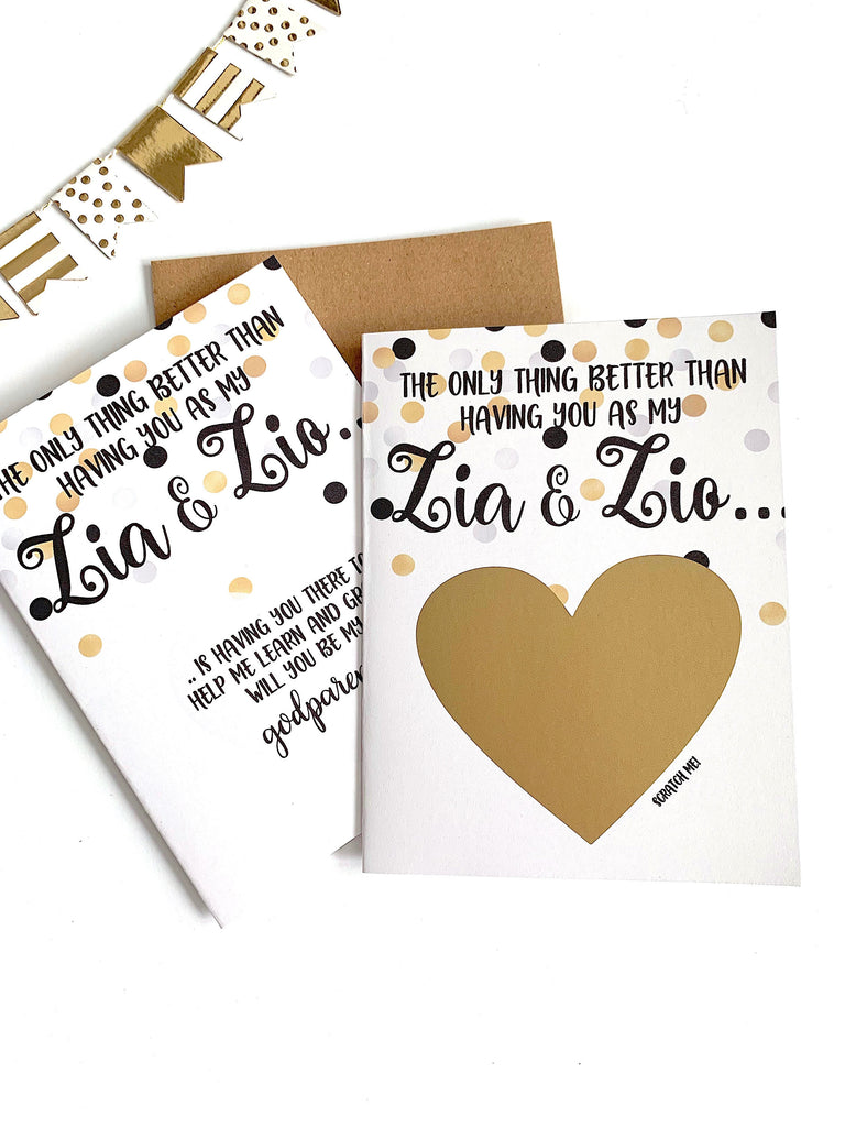 Zia & Zio Godparents Proposal Scratch Off Card