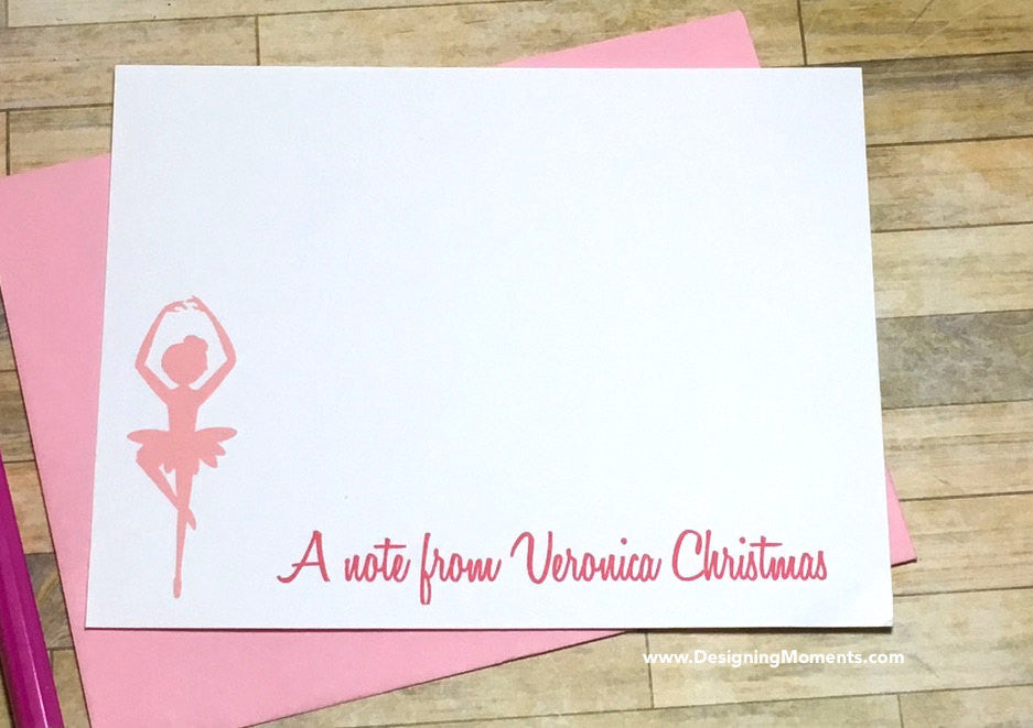 personalized pink ballerina card