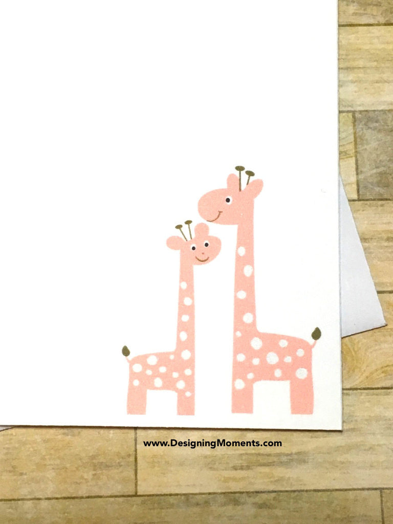 Mommy & Baby Pink Giraffes Thank You Cards