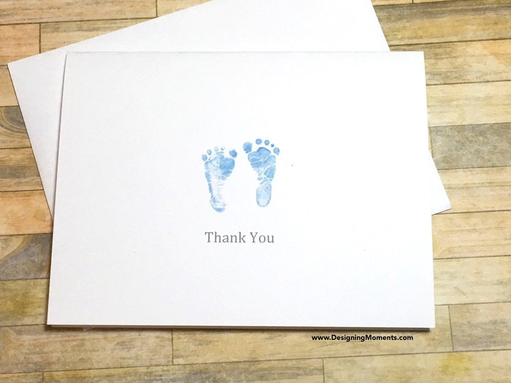 Pink Newborn Baby Footprints Thank You Cards