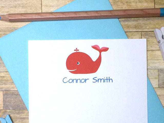 Red Whale Personalized Note Cards