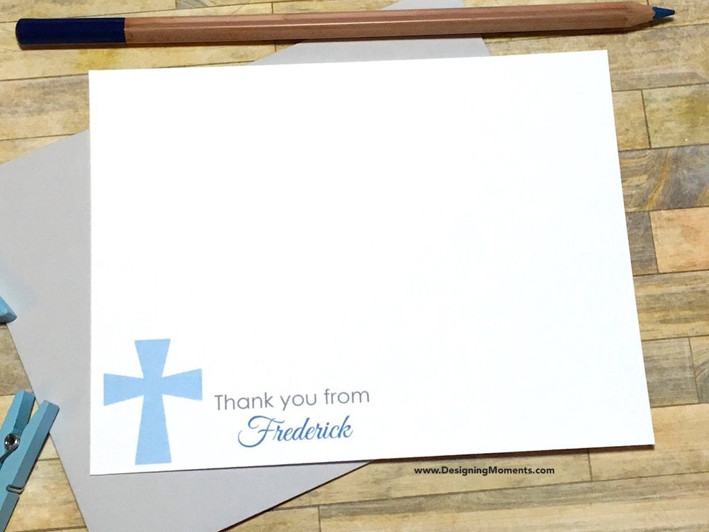 Baptism Cross Personalized Thank You Cards