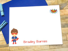 Boys POW Super Hero Personalized Note Cards