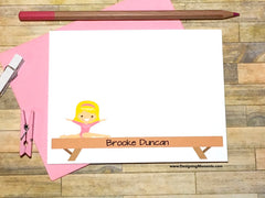 Little Gymnast Personalized Flat Cards - Choose Your Hair Color