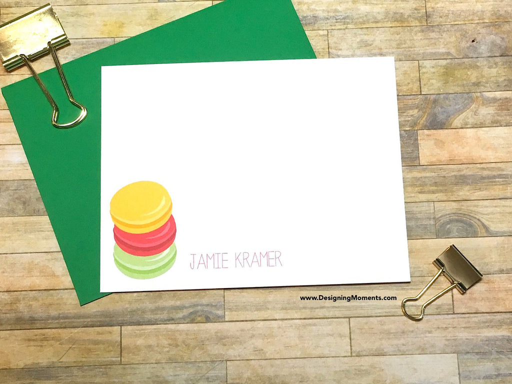 Stacked Macarons Personalized Note Cards