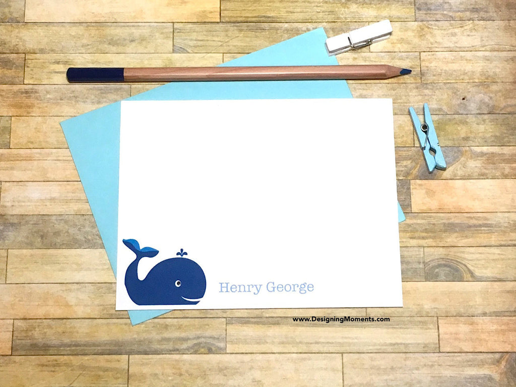 Blue Whale Personalized Note Cards