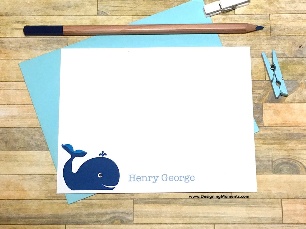 Blue Whale Personalized Note Cards