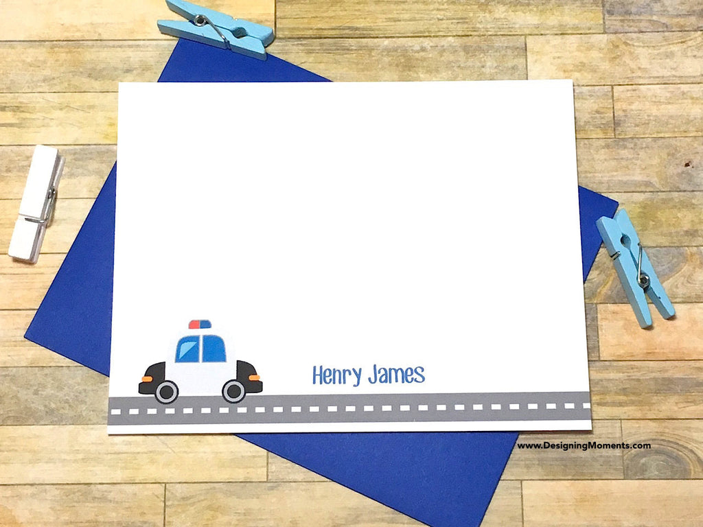 Police Car Personalized Note Cards
