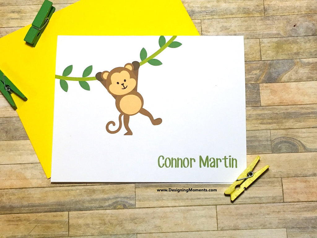 Swinging Monkey Personalized Note Cards
