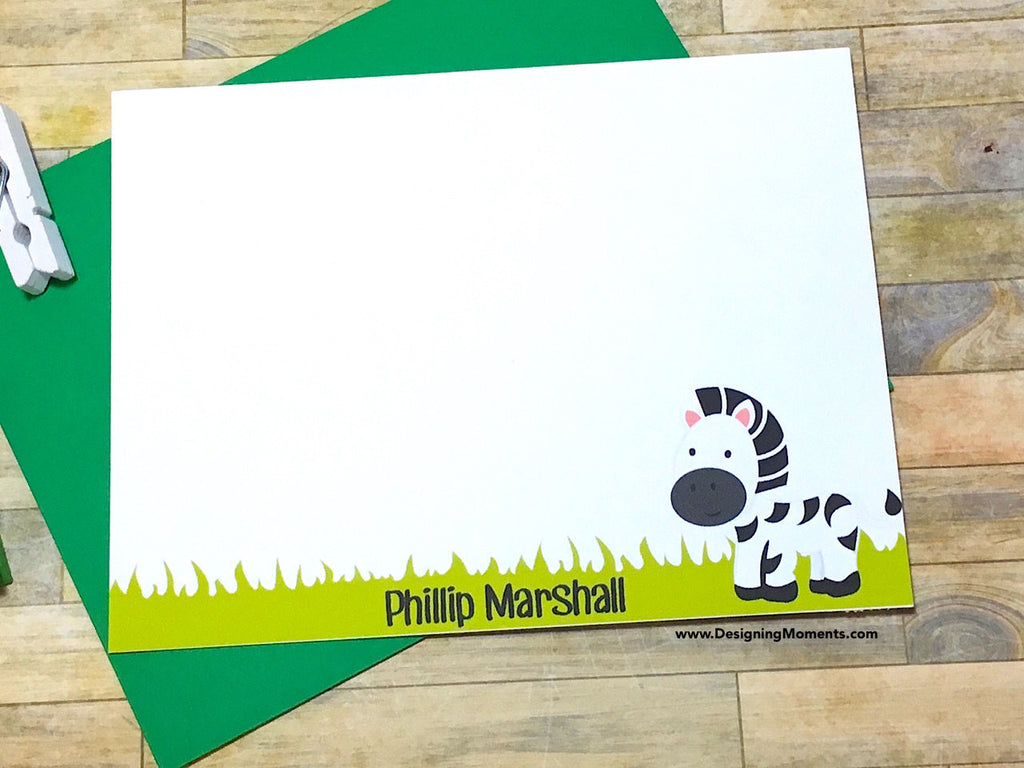 Kids Zebra Stationery Personalized Flat Cards
