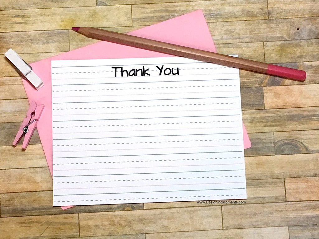 Childrens Lined Thank You Cards