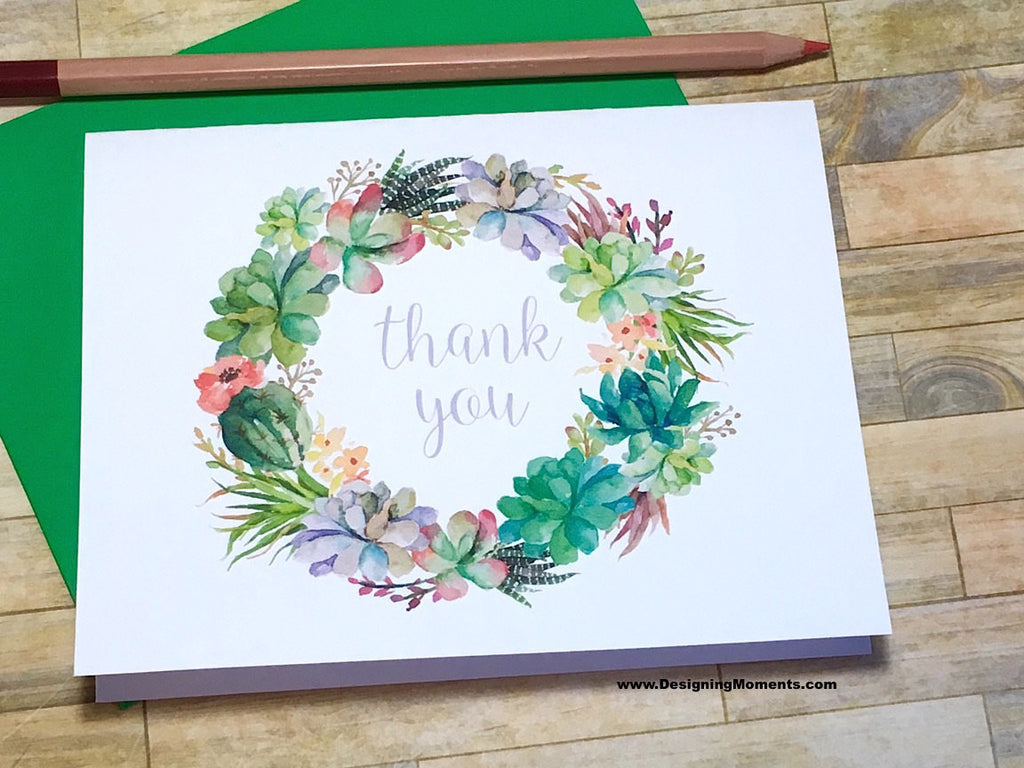 Succulent Wreath Thank You Cards