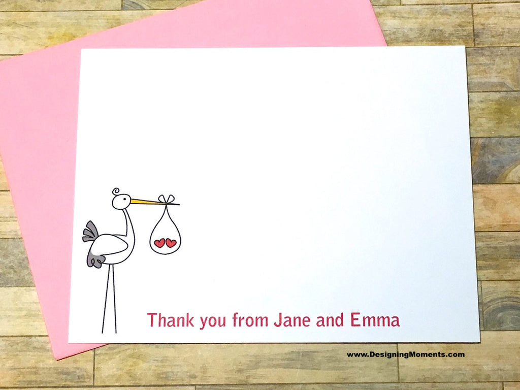Stork Twins Personalized Thank You Cards