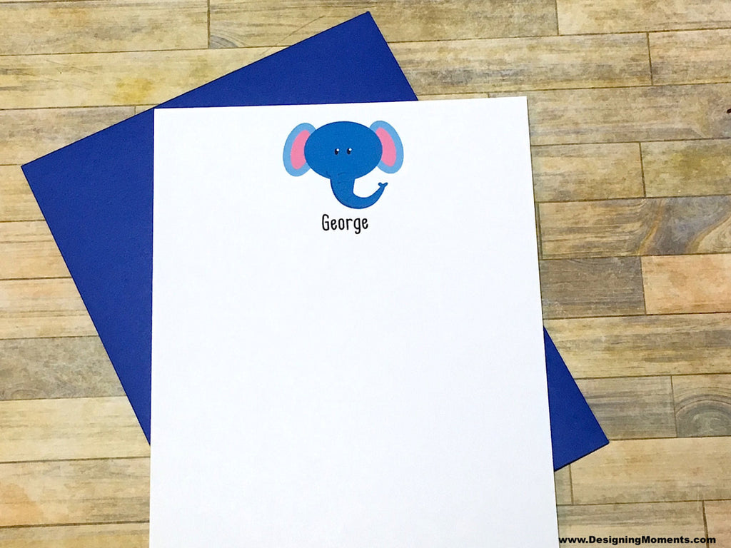 Blue Elephant Personalized Flat Cards