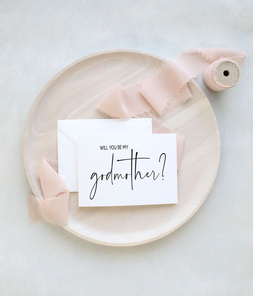 modern godmother proposal card