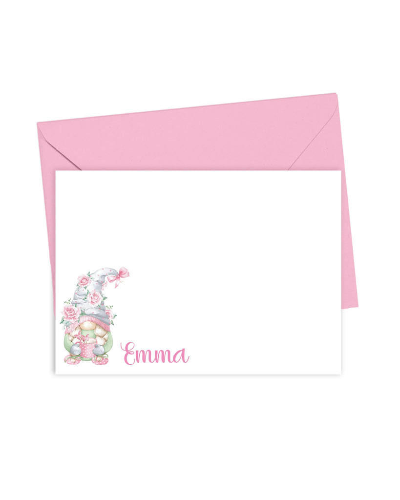 pink and green gnomies stationery