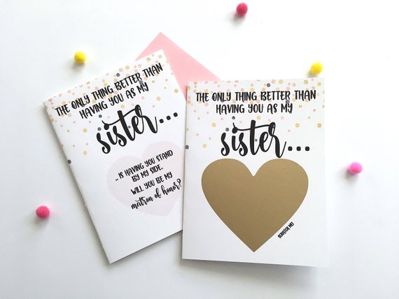 Matron of Honor Scratch Off Proposal for Sister