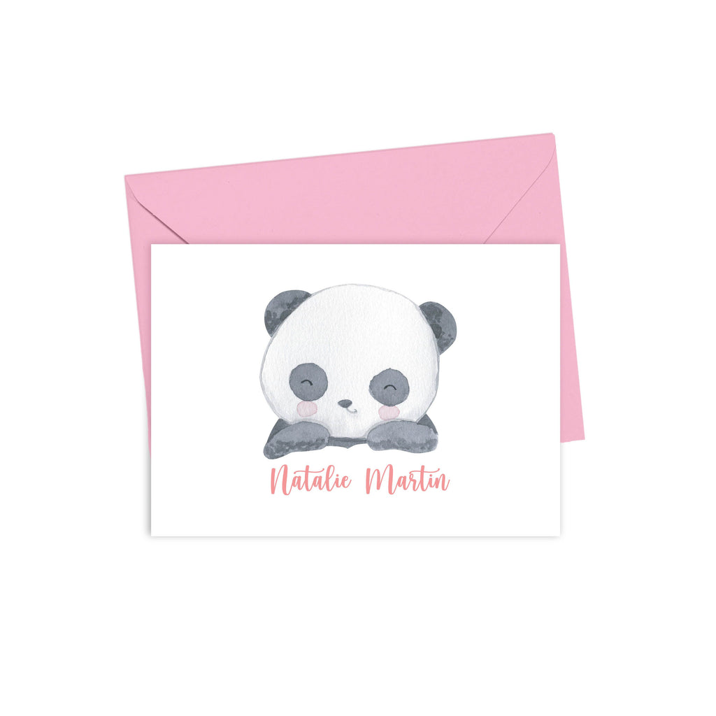 Personalized Watercolor Panda Stationery (Set of 10)