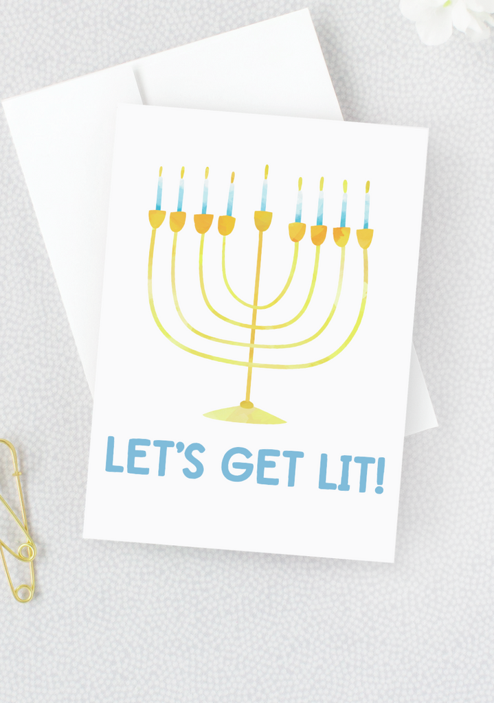 Let's Get Lit Funny Hanukkah Card
