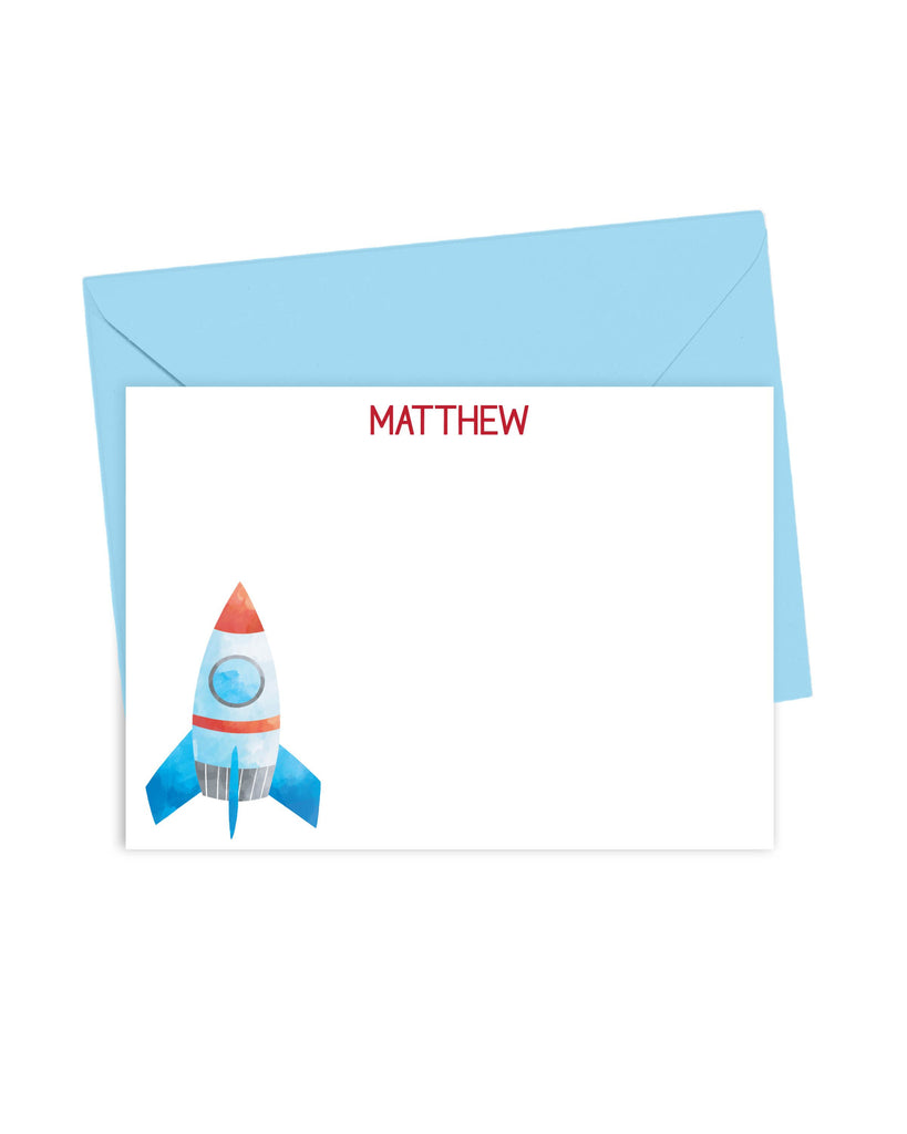 Rocket Launching Personalized Note Card Set for Kids – Designing Moments