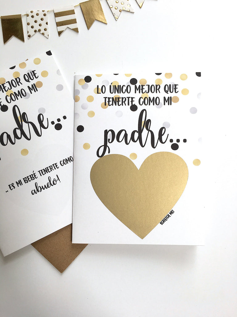 Padre to Abuelo Spanish Pregnancy Reveal Scratch Off Card