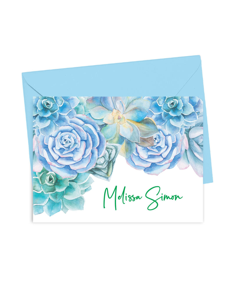 Personalized Succulent Folded Cards
