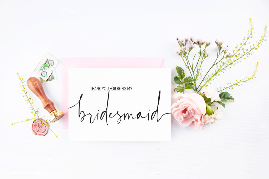 Modern Thank You for Being My Bridesmaid Card
