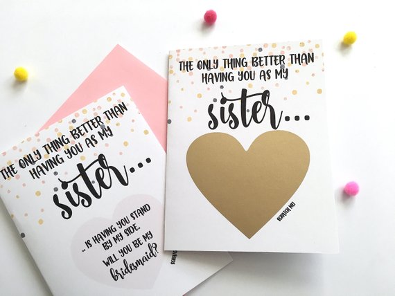 Sister Bridesmaid Scratch Off Card Proposal