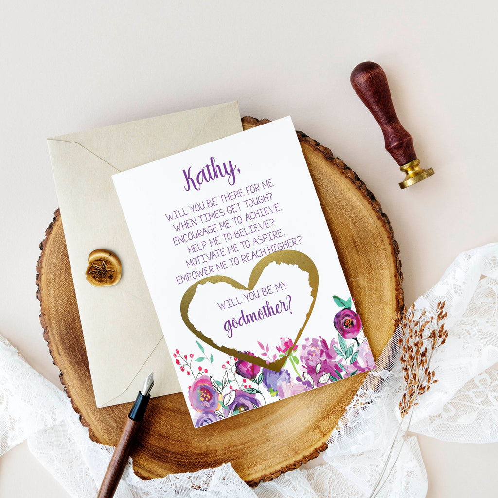 Personalized Will You Be My Godmother Poem Card